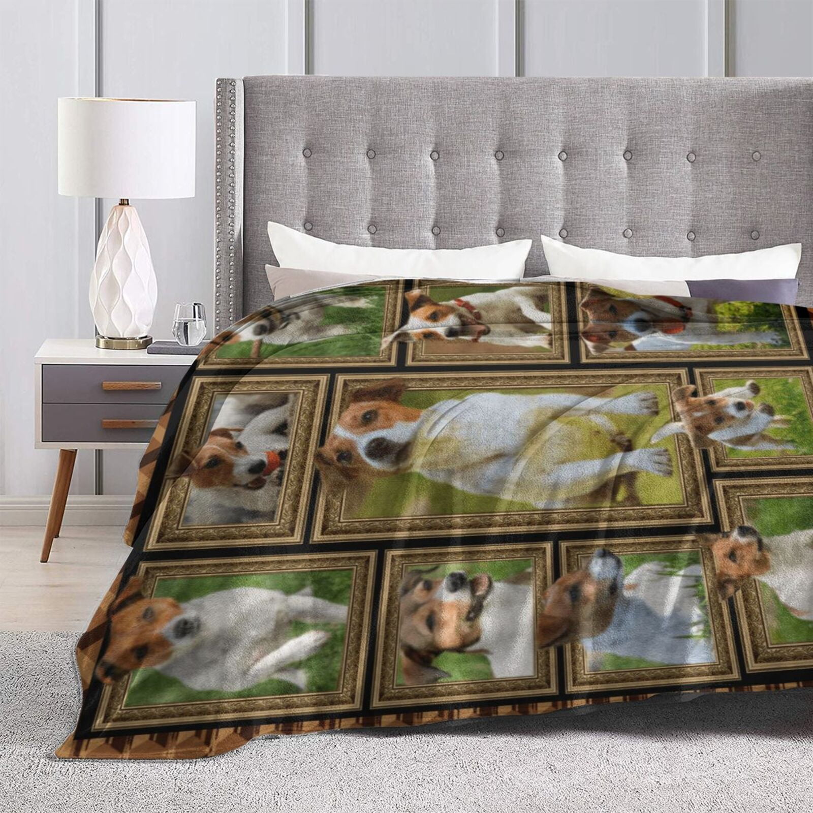 Wijzvio Jack Russell Terrier Dog Throw Blanket Soft Fuzzy Fleece Blanket For Couch Bed Living Room Decoration 80"X60"
