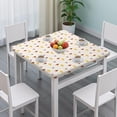 thumbnail image 3 of Yellow Brown Mushroom Small Flower White Pattern Square Fitted Tablecloth with Elastic Edge,Square Table Cover,Washable Elastic Table Cover for Home Kitchen Party Decor 34"x34", 3 of 6