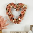 thumbnail image 3 of Northlight 10" Pink Wooden Rose Heart Spring Wreath with Butterflies, 3 of 5