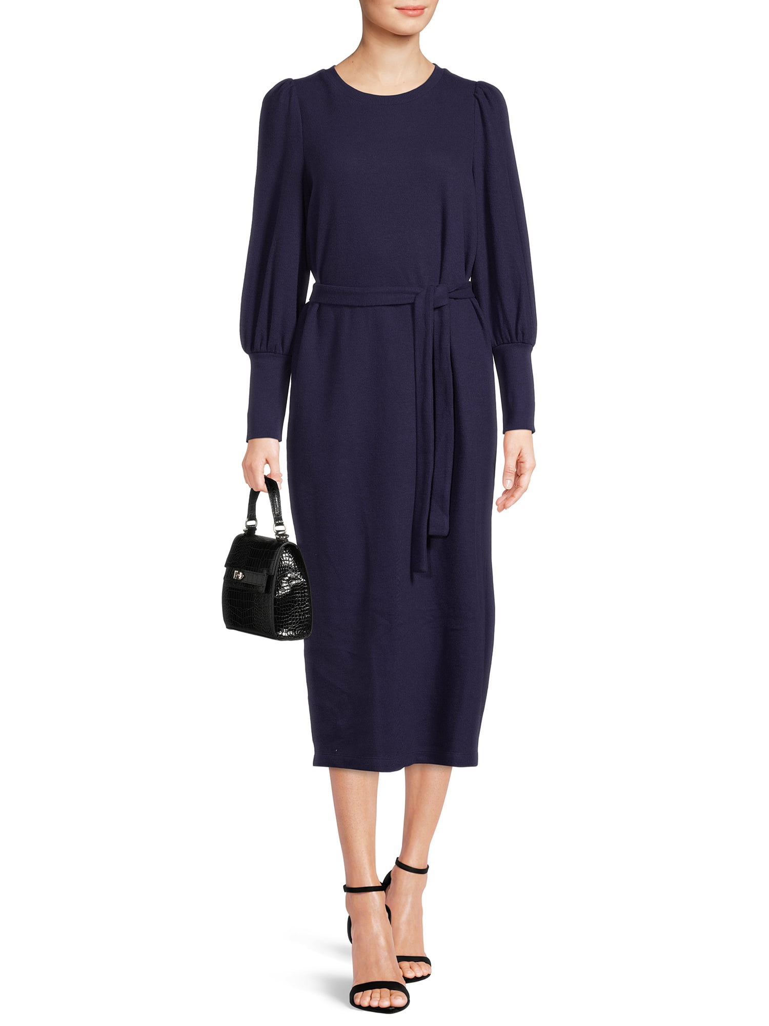 Buy The Get Women's Knit Midi Dress with Long Sleeves Online at Lowest