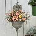 thumbnail image 2 of SLYNSHome Rustic Flower Pot Metal Wall Planter Outdoor Spring Summer Decoration Gray Hanging Wall Mount Vintage Plan Pot for Farmhouse Garden Decor, 2 of 7