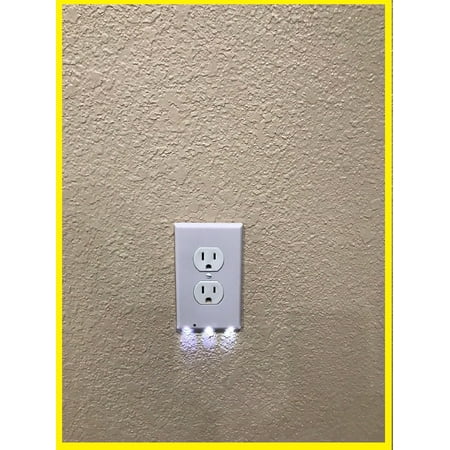 4 Pack Wall Outlet Cover plate Plug Cover With LED Lights Auto off white (Best Electrical Outlet Covers)