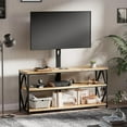thumbnail image 2 of QRKD TV Stand for 32-75 inch TVs, Swivel TV Stand with Mount and Power Outlet for Living Room, Height Adjustable TV Entertainment Center with Storage for Bedroom (Rustic Brown), 2 of 8