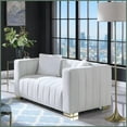 thumbnail image 6 of Modern Channel-Tufted Chesterfield Loveseater in White Velvet – Stylish Living Room Sofa with Plush Comfort, 6 of 12