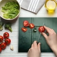 thumbnail image 3 of Grey Cutting Board, Close up Photo of Abandoned Warehouse Home Store Door with a Hanging Lock Print, Decorative Tempered Glass Cutting and Serving Board, Large Size, Charcoal Grey, by Ambesonne, 3 of 5