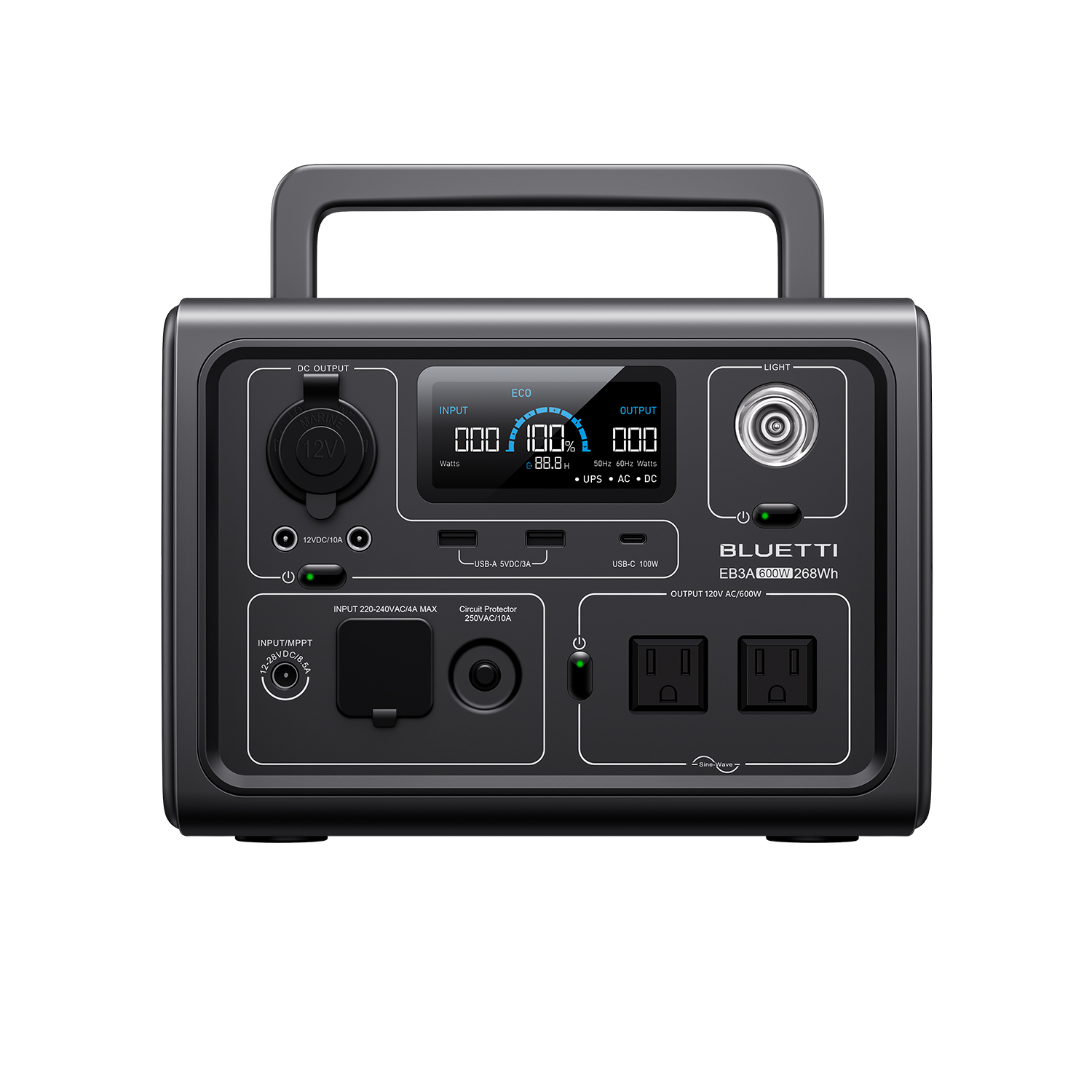 BLUETTI EB3A+B80 Portable Generator, 600W 268Wh Solar Generator, LiFePO4 Power Station for Camping, Home Backup, Emergency Use