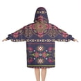 thumbnail image 2 of Purple Boho Tribal Floral and Mandalas Pattern Blanket Hoodies for Kids 6-13YR Oversize Wearable Blanket Hoodies for Boys Girls Teens, 2 of 7