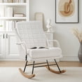 thumbnail image 2 of VECELO Nursery Rocking Chair with High Backrest, Teddy Upholstered Comfortable Rocker with Padded Seat for Living Room, Bedroom, White, 2 of 9