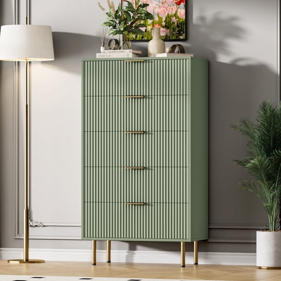 5 Drawer Dresser, Dresser for Bedroom, 47.9" Tall Dressers Chest of Drawers, Wood Tall Dressers with Metal Handle for Closet, Living Room, Entryway