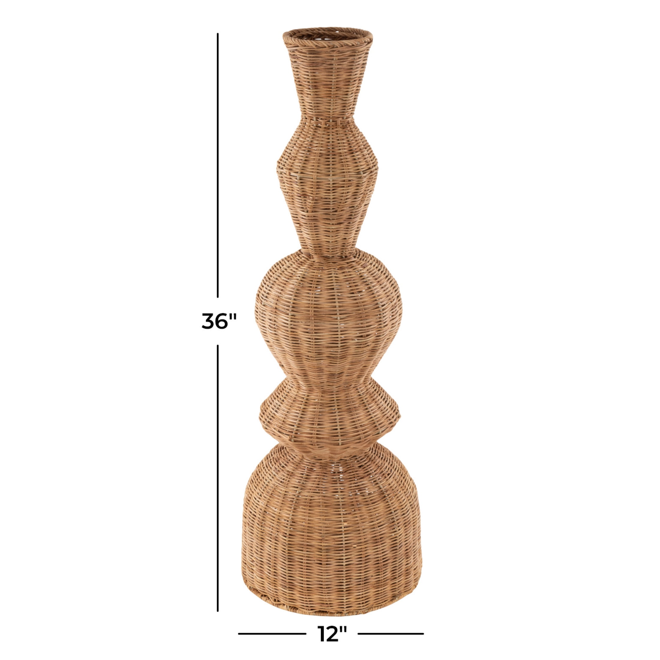 DecMode 36" Handmade Wrapped Brown Seagrass Vase