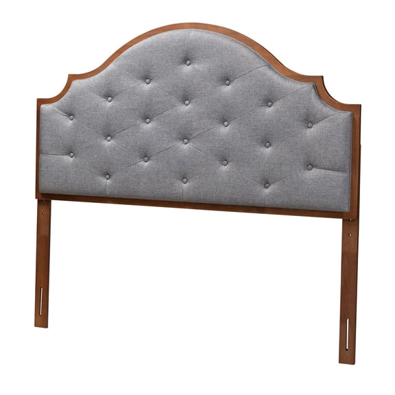 Baxton Studio Premala Gray Fabric and Walnut Brown Wood King Size Headboard