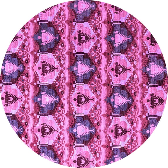 Ahgly Company Indoor Round Oriental Purple Modern Area Rugs, 6' Round