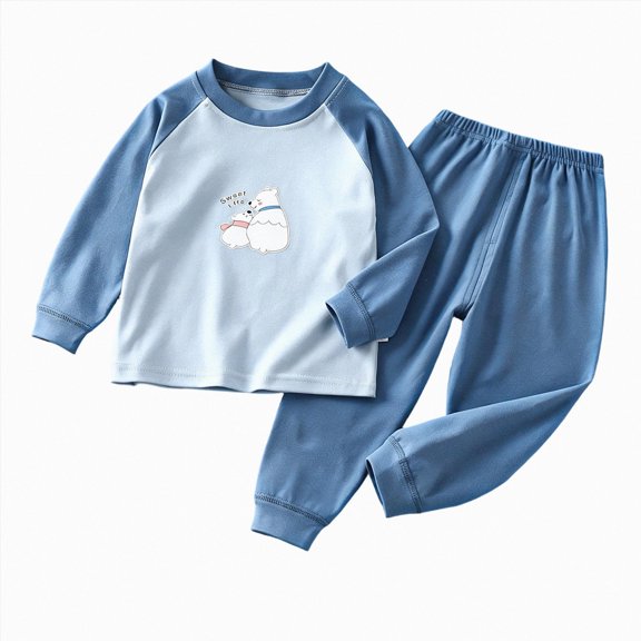TOWED22 Boys' Cartoon Car Printed Long Sleeve Pajama Set 2-Piece Winter Soft Cozy Kids Sleepwear Loungewear 6-12 Months 12-24 Months 2t 3t 4t 5t 6t 7t 8t 9t Children,Blue,12-18 M