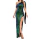thumbnail image 4 of Gibobby Vestidos largos para fiestas elegantes Vestido de noche elástico con lentejuelas y abertura en el hombro inclinado sexy para mujer(Verde,G), 4 of 5