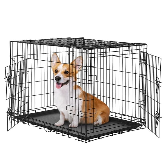 JOINSUN 36" Large Dog Crate, Portable Double-Door Large Dog Cage with Divider Panel for Medium/Large Dogs, Suitable for Indoor and Outdoor Use