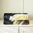 thumbnail image 3 of Manfei Botanical Flower Sherpa Blanket 90x90, Chic Floral Fuzzy Blanket Throw, Gold Leaves Fleece Blanket, Lightweight Room Decoration, 3 of 6