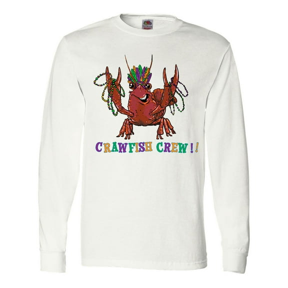 Inktastic Crawfish Crew Mardi Gras Crayfish with Beads Long Sleeve T-Shirt