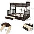 thumbnail image 6 of JINS&VICO Solid Wood Bunk Bed Twin-Over-Full for Kids with Ladders and 2 Storage Drawers (New Espresso), 6 of 7