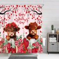 thumbnail image 5 of Valentines Day Highland Cow Shower Curtain, Flower Floral Valentine's Day Love Hearts Shower Curtain Set with Hooks, Romantic Red Rose Funny Animals Farmhouse Fabric Bathroom Decor 72 x 72 Inches, 5 of 5