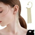 thumbnail image 5 of Ear Cuff Chandelier Earrings, Statement Earrings, Long Tassel Dangle Drop Earrings Silver & Gold Tone, Fashion Classic Shinning Accessory capable, 5 of 8