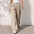 thumbnail image 4 of Ozmmyan 2026 Wide Leg Pants for Womens High Waist Pleated Button Zip Front Business Palazzo Pants with Pockets ﻿, 4 of 5