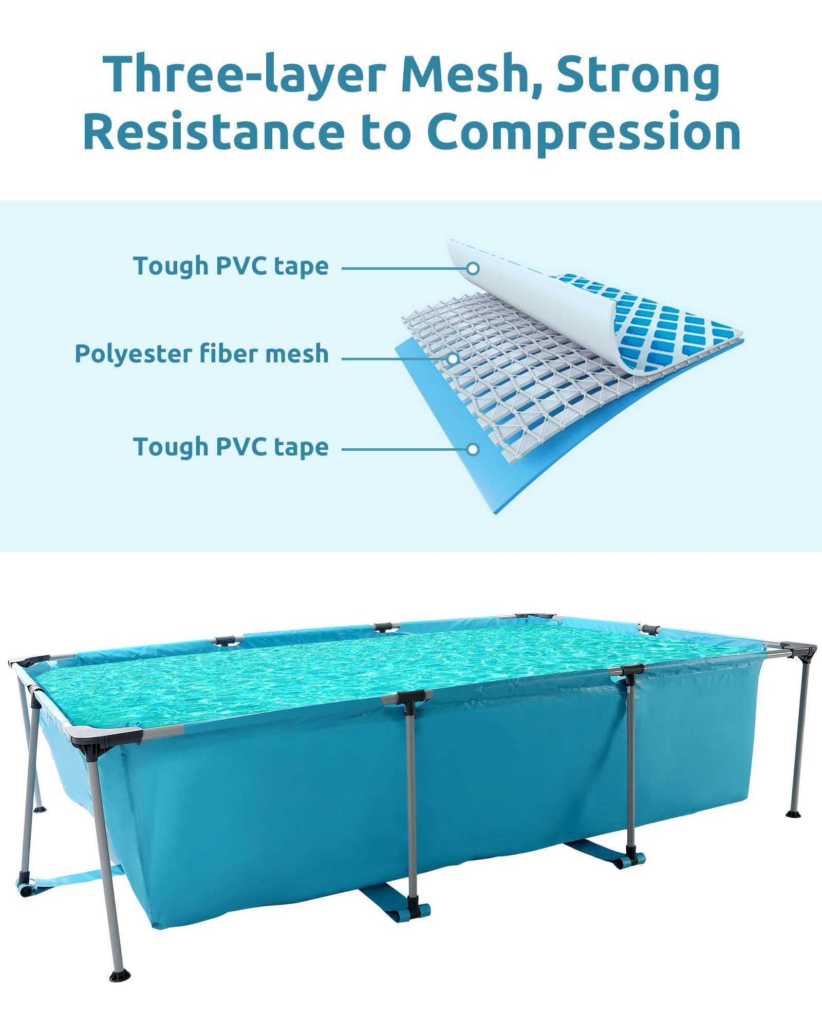GASKY 10FT Swimming Pools All-Season Versatility Above Ground Swimming Pool 1010 Gallons for Pets Adults Family Teenagers Blue Just Pool