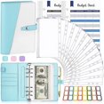 thumbnail image 1 of 49pcs/set Budget Planner Folder A6 Ring Pu Leather Binder Notebook With Budget Sheets And Label Stickers, 1 of 1
