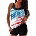 thumbnail image 2 of Aboser Women's Patriotic Tankini Swimsuit with Built in Pads Full Coverage High Waisted Bathing Suits Two Piece Tummy Control Swimwear Retro Stars and Stripes USA Flag Swimming Suit Sky Blue M, 2 of 5