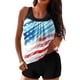 thumbnail image 2 of Trajes de baño Amzcrzy Tankini para mujer para mujer, traje de baño conservador de cintura alta, moderno, estampado del Día de la Independencia, traje de baño de dos piezas, multicolor, XL, 2 of 5