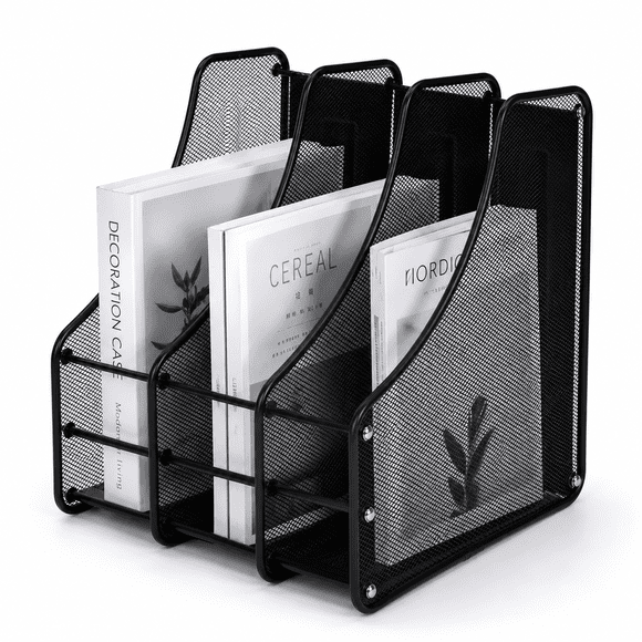 Revistero Triple Organizador De Escritorio Malla Metalica