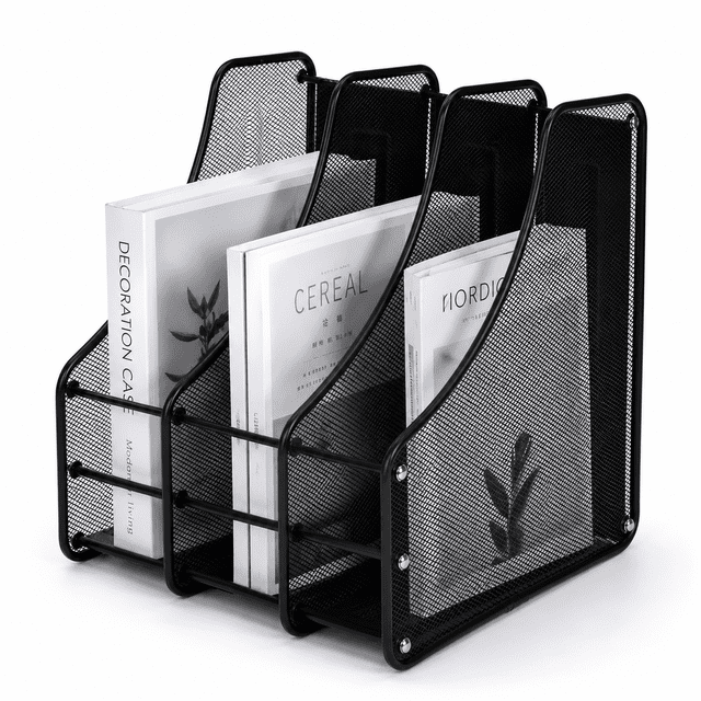 Revistero Triple Organizador De Escritorio Malla Metalica