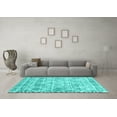 thumbnail image 3 of Ahgly Company Machine Washable Indoor Rectangle Abstract Turquoise Blue Contemporary Area Rugs, 2' x 4', 3 of 4