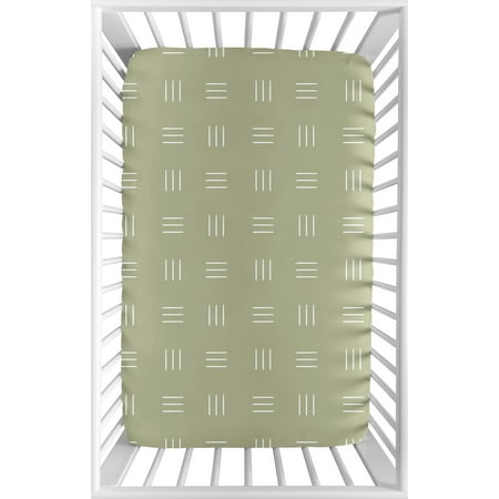 UPC: 0846480096023 | Boho Hatch Sage and White Mini Fitted Crib Sheet by Sweet Jojo Designs