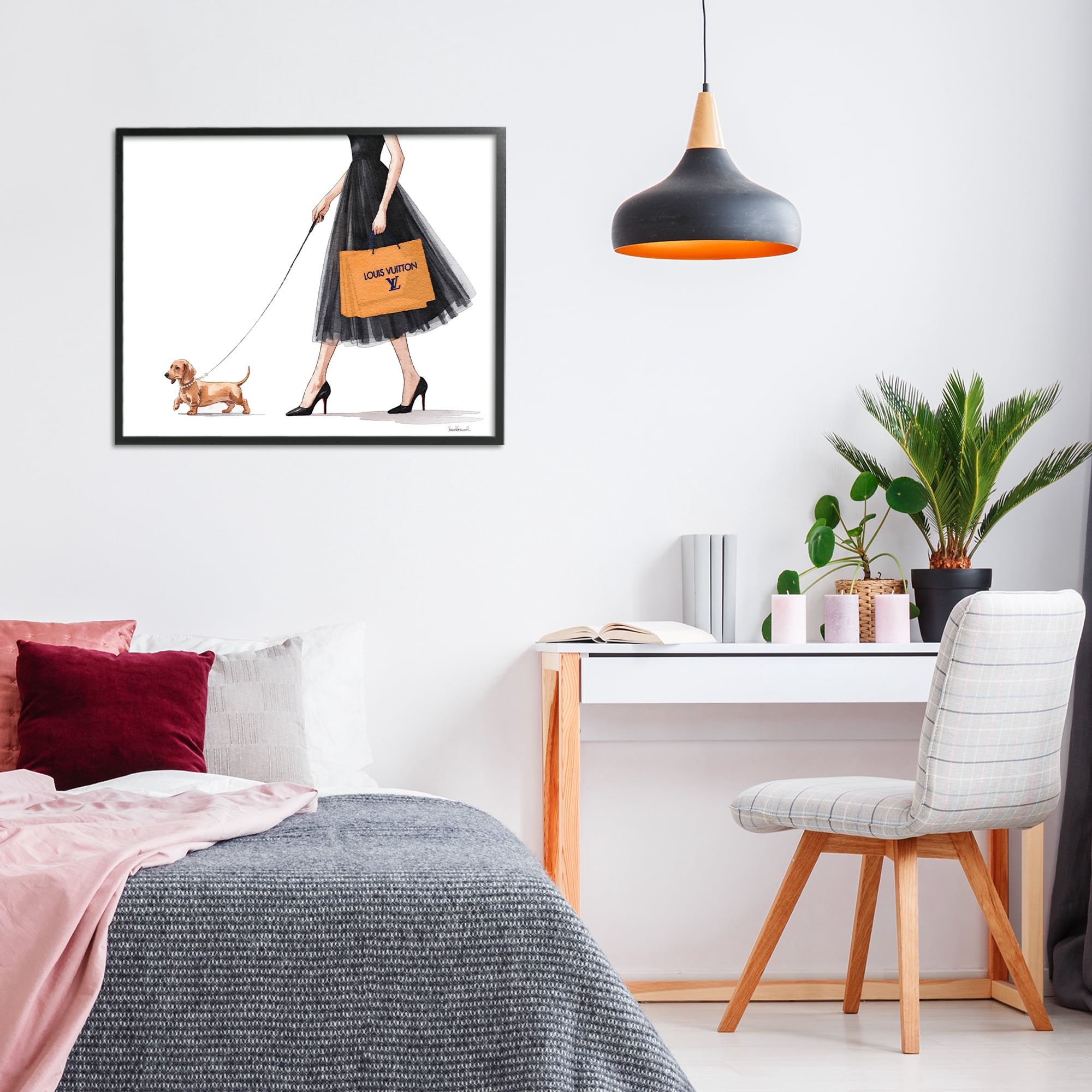 Stupell Industries Fashionable Dog Walking Black Framed Giclee Art, design by Amanda Greenwood