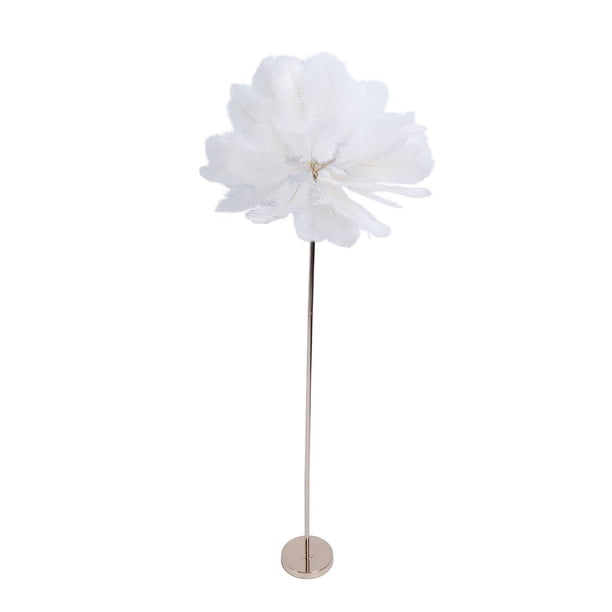 Lámpara De Plumas, Lámpara De Pie De Plumas De Avestruz Natural Para Sala De Estar, Plumas Ajustables En Altura De 61 Pulgadas, LED Regulable De 3 Temperaturas De Color, Con