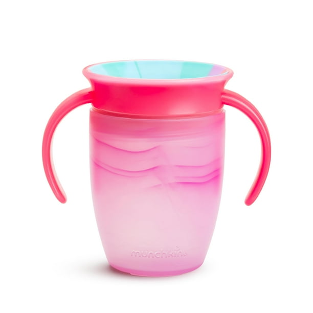 Entrenador Munchkin Miracle 360 de Sippy Cup, 200 ml, con asas, color rosa