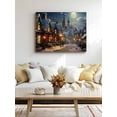 thumbnail image 5 of Christmas Snow Canvas Print Wall Art Framed Canvas Art Wall Decor Covered Night Town Street Moon Pictures Painting Morden Artwork for Living Room Bedroom, Ready to Hang - 12"x16", 5 of 6