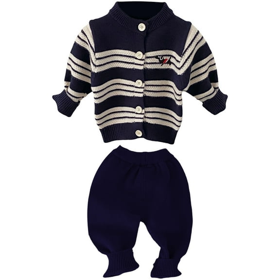 shqvo Boys Two Pieces Outfits Set Toddler Knit Button Down Sweater Tops and Jogger Pants Long Sleeve Fall Winter Warm Casual Baby Clothes for 0-12 Months