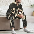 thumbnail image 7 of Kdxio Retro Raccoon Graphic Print Men’s Pajama Set Pajamas For Men 2 Piece PJ Set with Men Pajama Pants and Long Sleeve T-Shirt Lounge Set-, 7 of 7