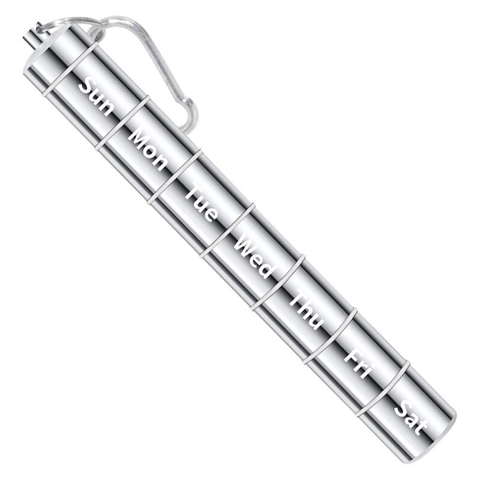 Jinsinto 7 Day Medication Pill Organizer, Aluminum Weekly Pill Organizer, Removable, Sealed and Moisture-proof (Silver),