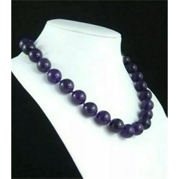 EOEMY New! 10mm Russican Amethyst Round Beads Gemstone Necklace 18 ##Hk2316