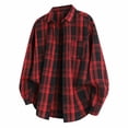 thumbnail image 2 of Txeol Plaid Shirts for Men Loose Fit Button Down Shirt Jacket Fall Long Sleeve Lapel Shacket Outerwear with Pocket,Red,M, 2 of 9