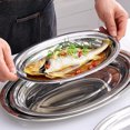 thumbnail image 3 of 1pc Main Dish Oval Plate Deepened Thickened Restaurant Steamed Fish Plate Seafood Grilled Skewers Barbecue Plate Stainless Steel, 3 of 7