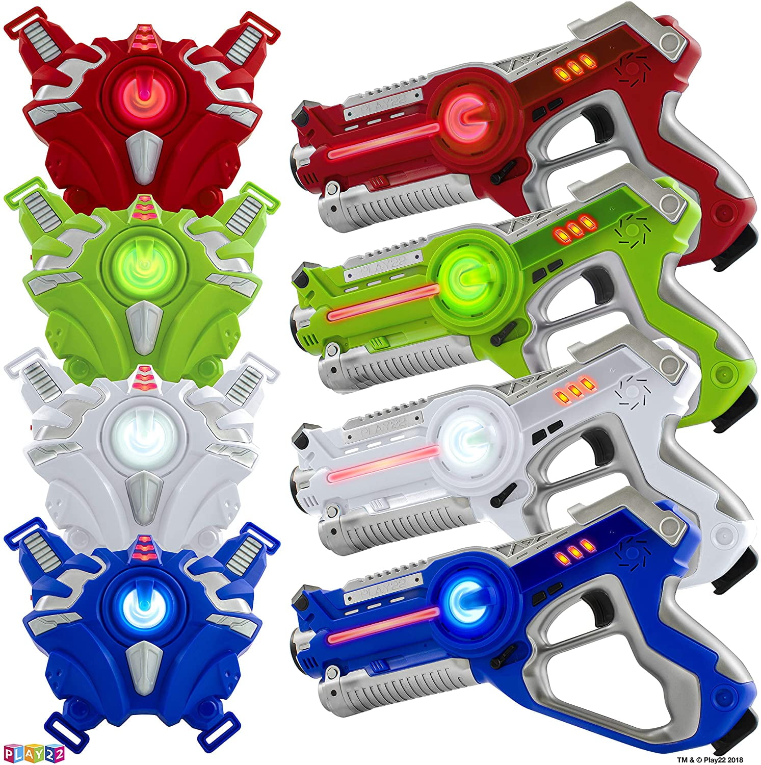 Play22 Laser Tag Sets Gun Vest Laser Infrared Laser Tag Set 4 Guns 4 Vests 