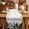 thumbnail image 4 of Merry Christmas Cotton Linen Table Runner Green Red Black Plaid Christmas Tree Snowflakes Linen Dining Table Runners for Home Decor Party Dining Room Restaurant Kitchen Party 13" x 48", 4 of 9