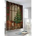 thumbnail image 3 of Fsddascl Green Christmas Tree Shower Curtain Set - Extra Long 72" x 96" Washable Bathtub Curtain with 12 Hooks, Winter Xmas Ball Star Bear Cartoon Waterproof Fabric Stall Shower Curtains for Bathroom, 3 of 6