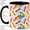 Black, variant on Rainbow Crayon Accent Mug, 11oz Ceramic Coffee Cup for Artists