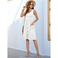 thumbnail image 3 of Women Summer Dresses Sleeveless Casual Loose Swing Button Down Midi Dress with Pockets White L, 3 of 7