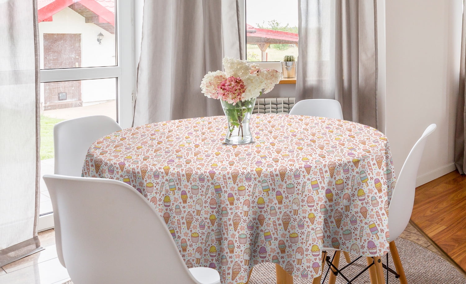 Flower Complex Design with Soft Colors Vintage Summer Season Foliage Print Dining Room Kitchen Rectangular Runner 16 X 120 Pink Peach Green Ambesonne Floral Table Runner