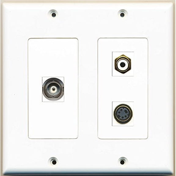 RiteAV - 1 Port RCA White 1 Port S-Video 1 Port BNC - 2 Gang Wall Plate
